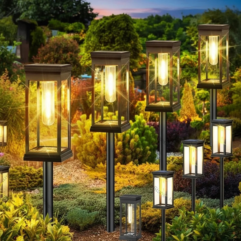 Solar Garden Lights, Outdoor Solar Lights with Warm LED, Waterproof Solar Stake Lights, Outdoor Lighting for Patio