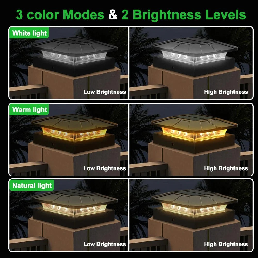 Solar Garden Lights, Solar Lights for Posts with 3 Colour Modes, Solar Fence Lights Waterproof, Outdoor Lighting_04