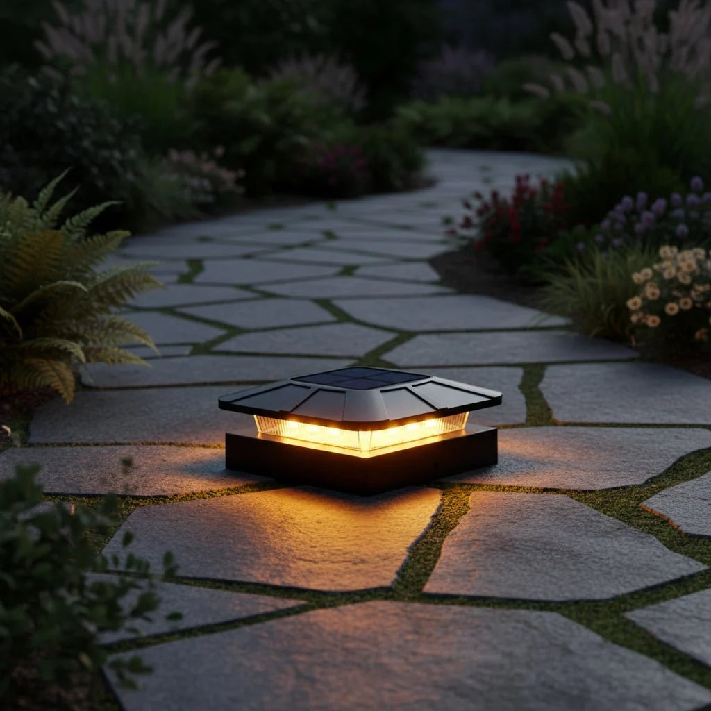 Solar Garden Lights, Solar Lights for Posts with 3 Colour Modes, Solar Fence Lights Waterproof, Outdoor Lighting_00