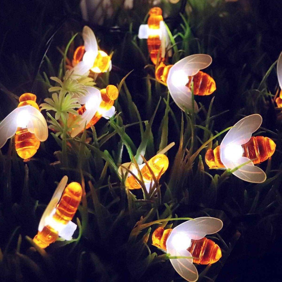 Solar Garden Lights, Outdoor String Lights with Honeybee LEDs, Solar Fairy Lights Warm White for Balcony and Patio_02