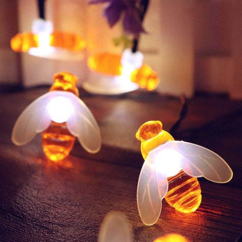 Solar Garden Lights, Outdoor String Lights with Honeybee LEDs, Solar Fairy Lights Warm White for Balcony and Patio_03