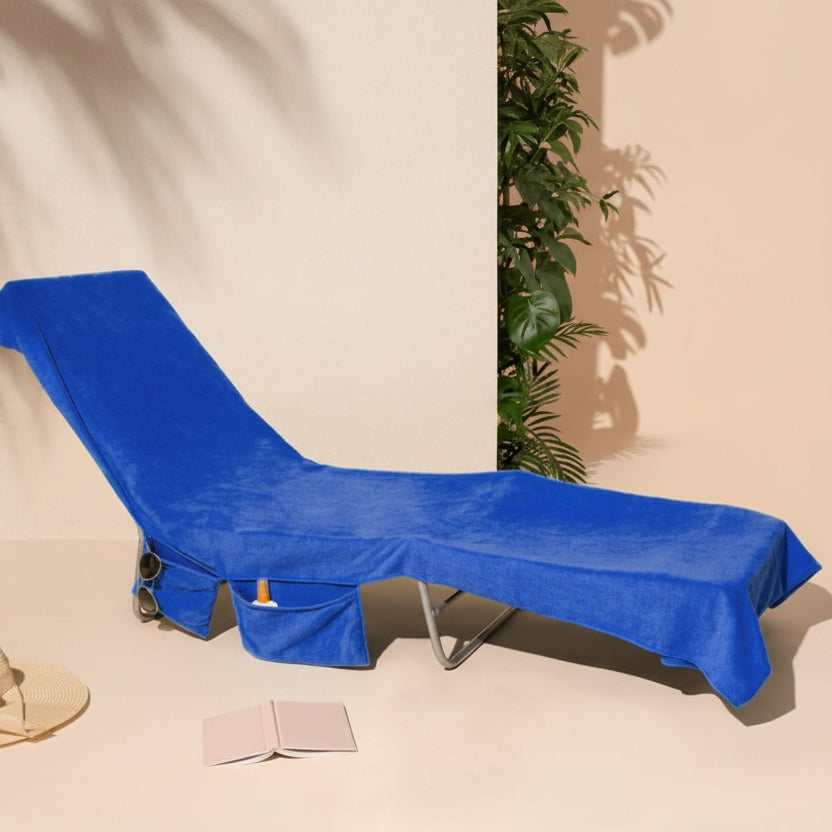 Beach Towel with Pockets, Sun Lounger Towel with Non Slip Stretch Fit, Quick Dry Microfibre Towel for Pool and Garden_02