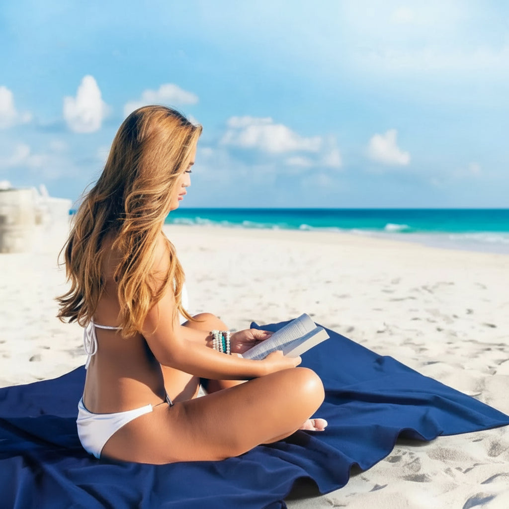 Beach Towel with Pockets, Sun Lounger Towel with Non Slip Stretch Fit, Quick Dry Microfibre Towel for Pool and Garden_04