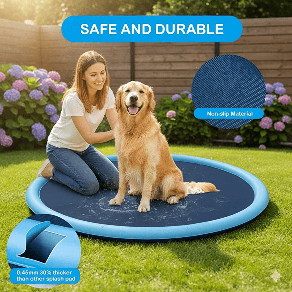 SplashZone | Interactive Dog Splash Pad with Built-in Sprinklers | Portable Cooling Fun for Hot Summer Days