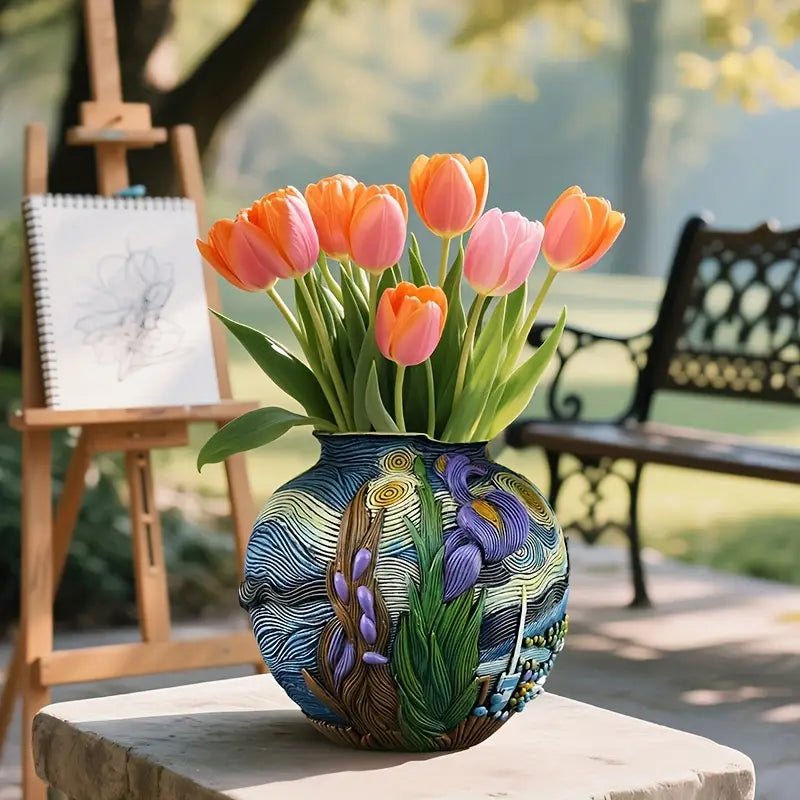 Flower Vase Handmade from Resin, Small Flower Vase for Table Centrepiece