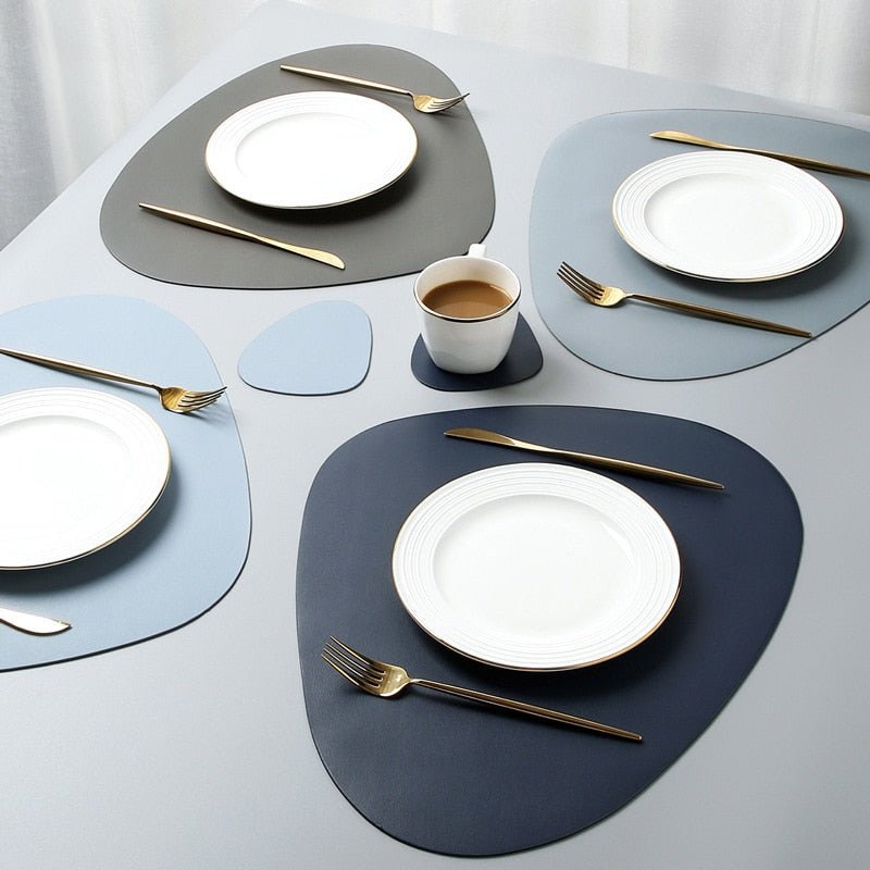 Placemats and Coasters, PU Leather Placemat and Coaster Set, Heat Resistant Table Mats, Wipeable Placemats for Dining_02