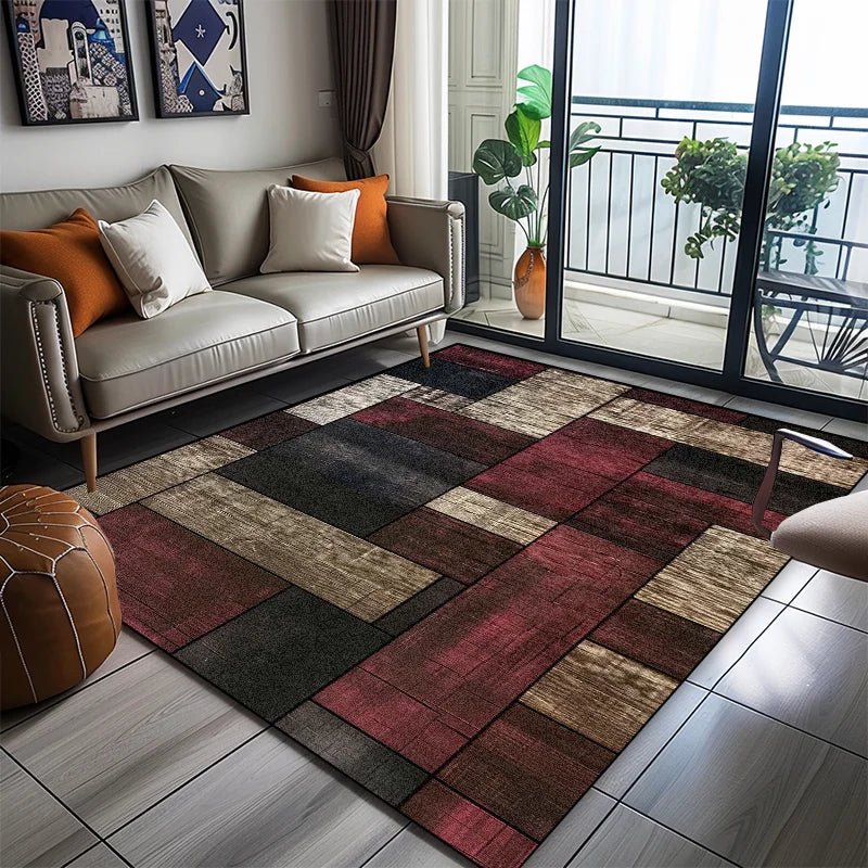 Living Room Rugs, Soft Velvet Geometric Carpets with Non Slip Backing