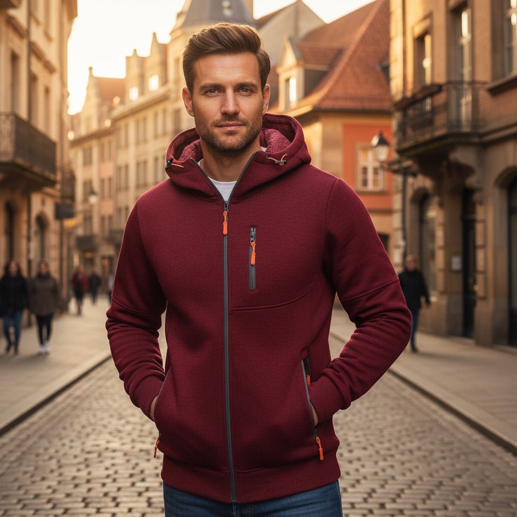 Zip Up Hoodie Fleece Lined with Adjustable Hood and Pockets, Comfy Hoodie Warm for Sports and Everyday Wear, Hooded Top