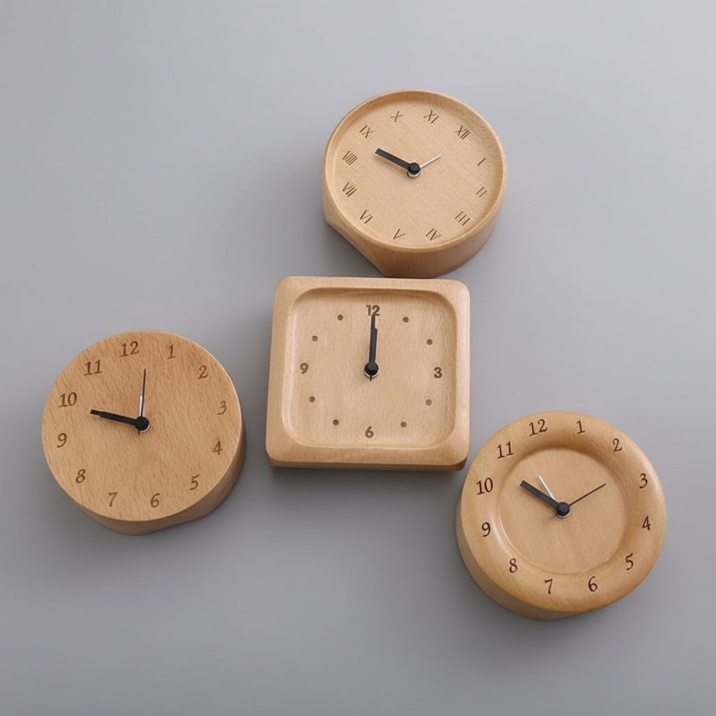 Analogue Alarm Clocks, Wooden Alarm Clock Silent Non Ticking, Bedside Clock in Beech Wood for Bedroom_02