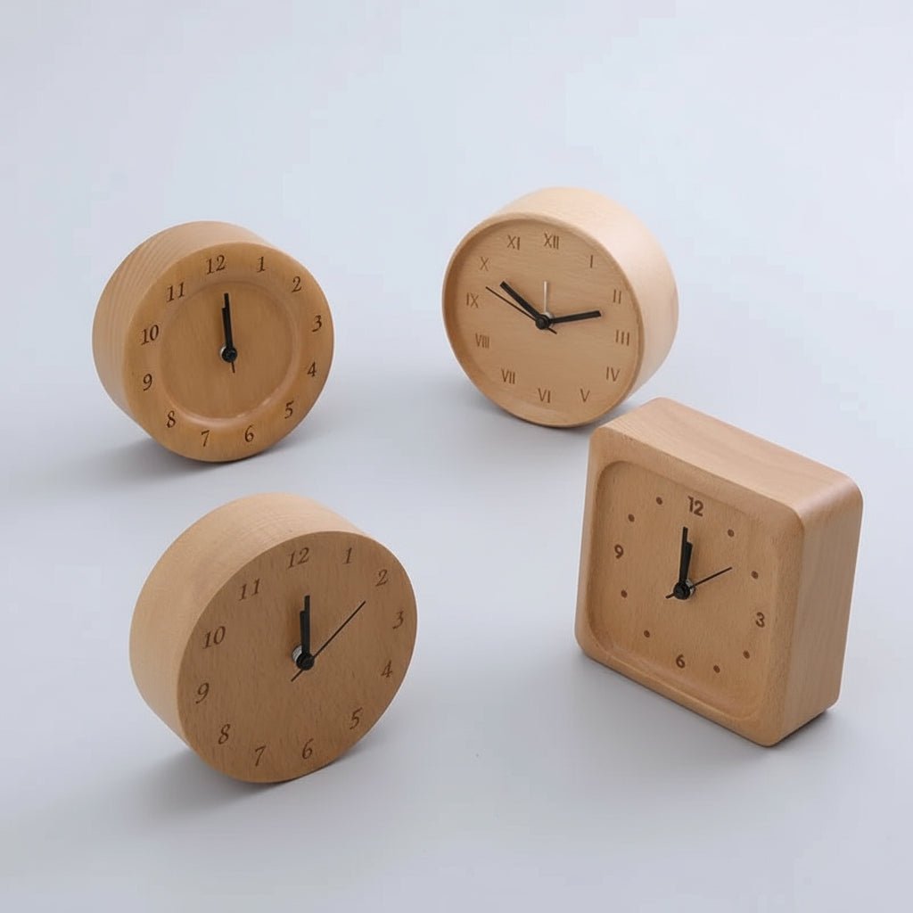 Analogue Alarm Clocks, Wooden Alarm Clock Silent Non Ticking, Bedside Clock in Beech Wood for Bedroom_03
