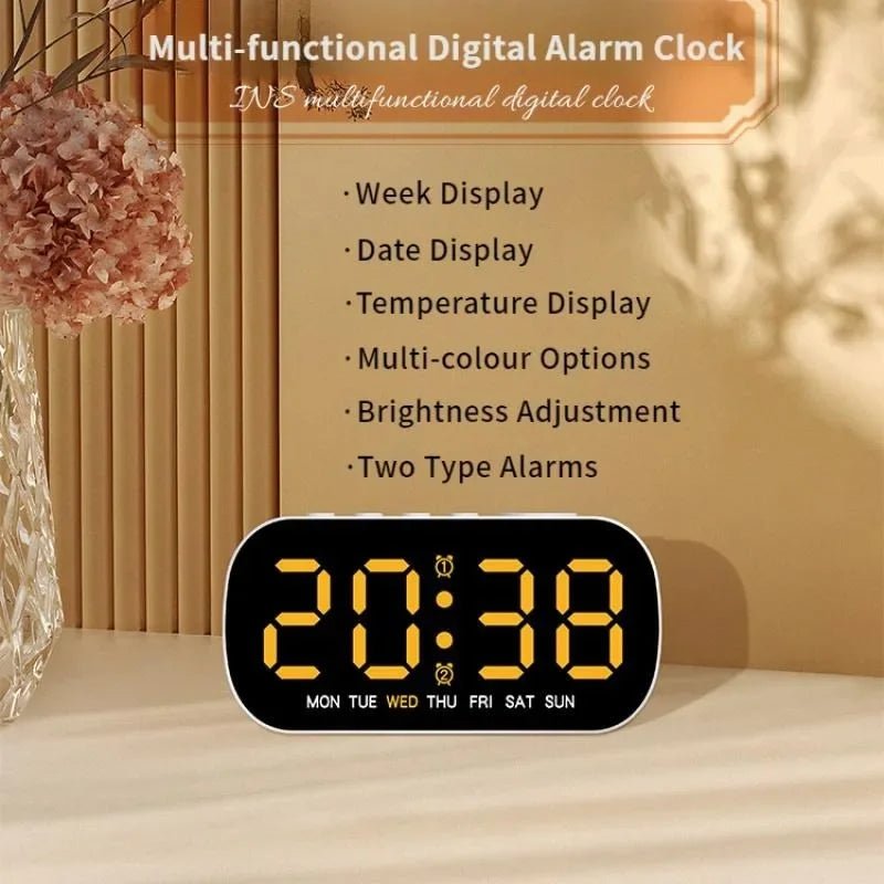 Digital Alarm Clock with Temperature and Date, Small Digital Clock for Bedroom