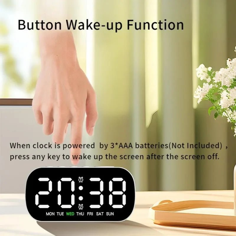 Digital Alarm Clock with Temperature and Date, LED Bedside Clock with Dual Alarm – image 4