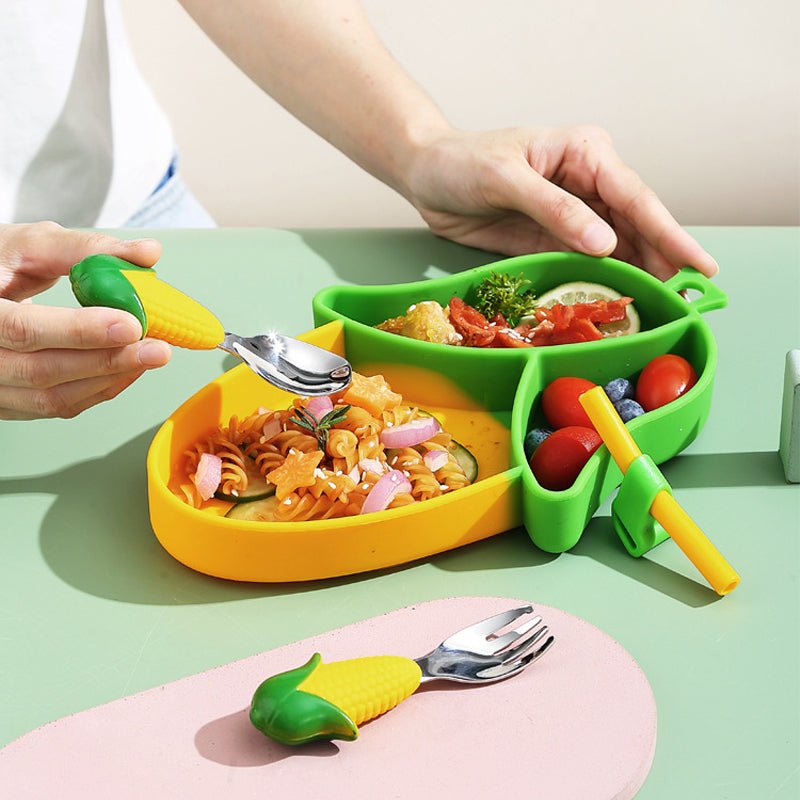 Childrens Plate with Suction Base, Silicone Suction Plate for Babies and Toddlers, Divided Weaning Plate_03