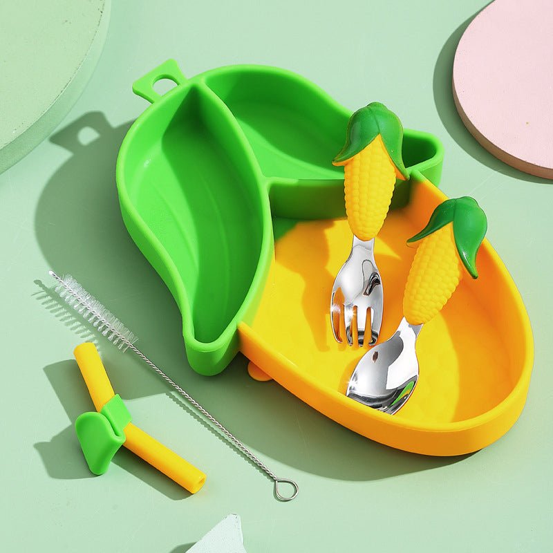Childrens Plate with Suction Base, Silicone Suction Plate for Babies and Toddlers, Divided Weaning Plate_06
