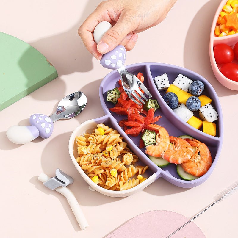 Childrens Plate with Suction Base, Silicone Suction Plate for Babies and Toddlers, Divided Weaning Plate_07