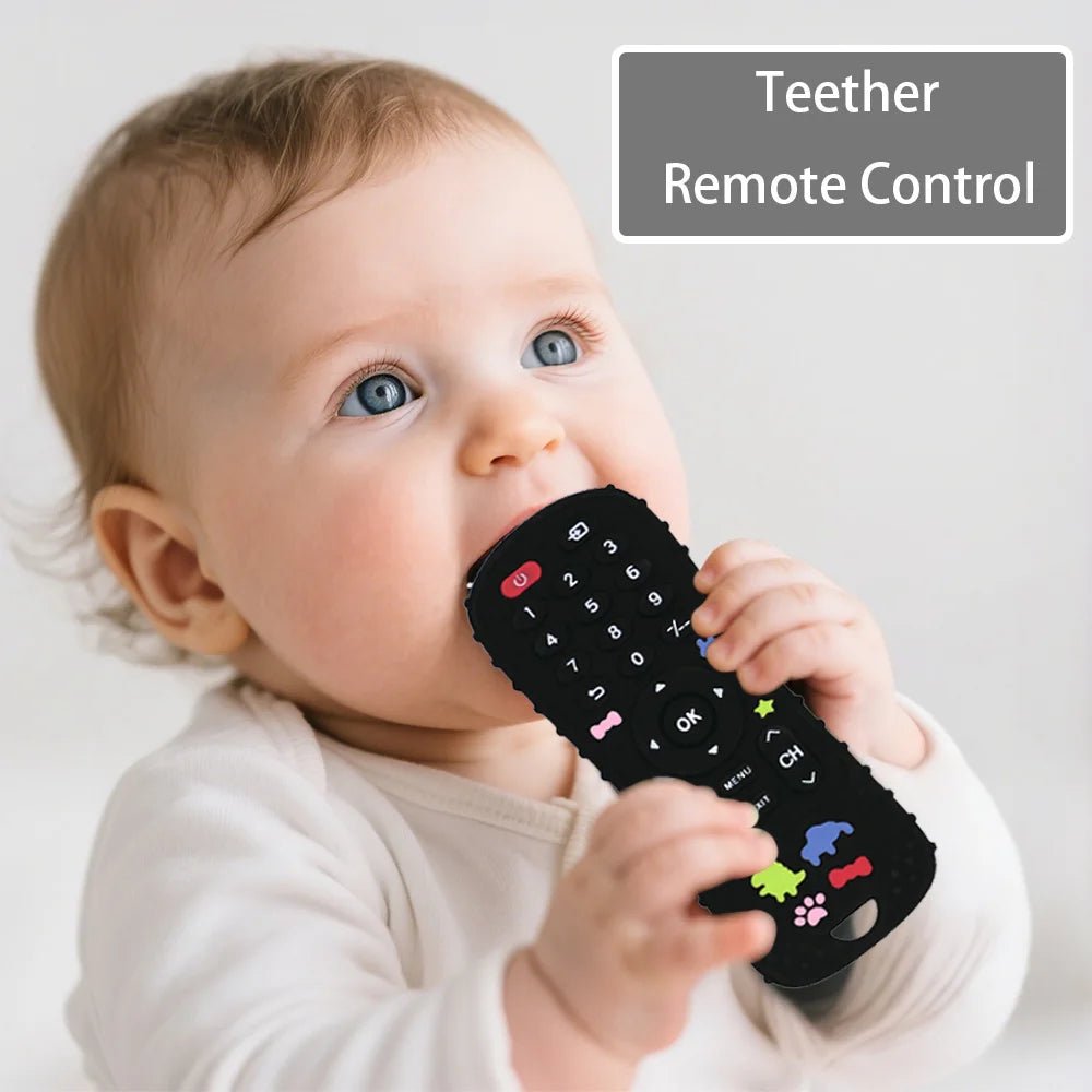 Remote Control Teether, Silicone Teething Toy Shaped Like a TV Remote, BPA Free Baby Sensory Toy for Small Hands_02