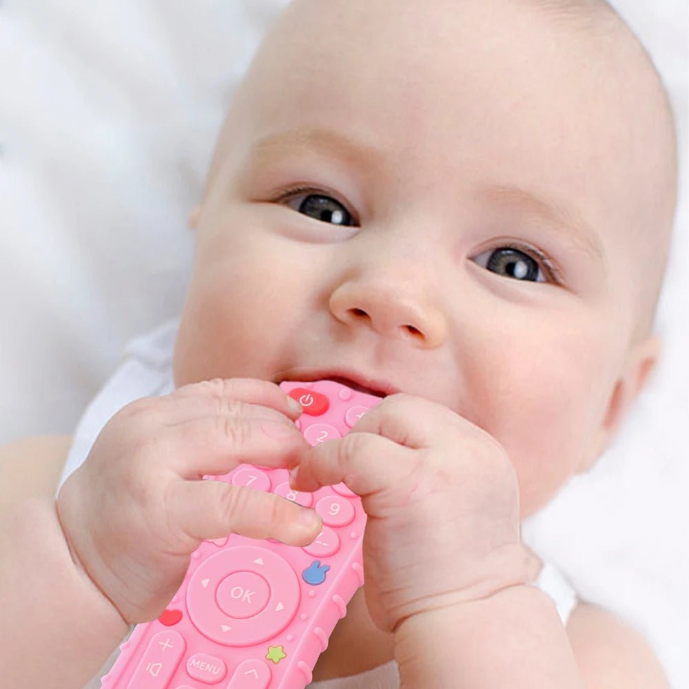 Remote Control Teether, Silicone Teething Toy Shaped Like a TV Remote, BPA Free Baby Sensory Toy for Small Hands_03