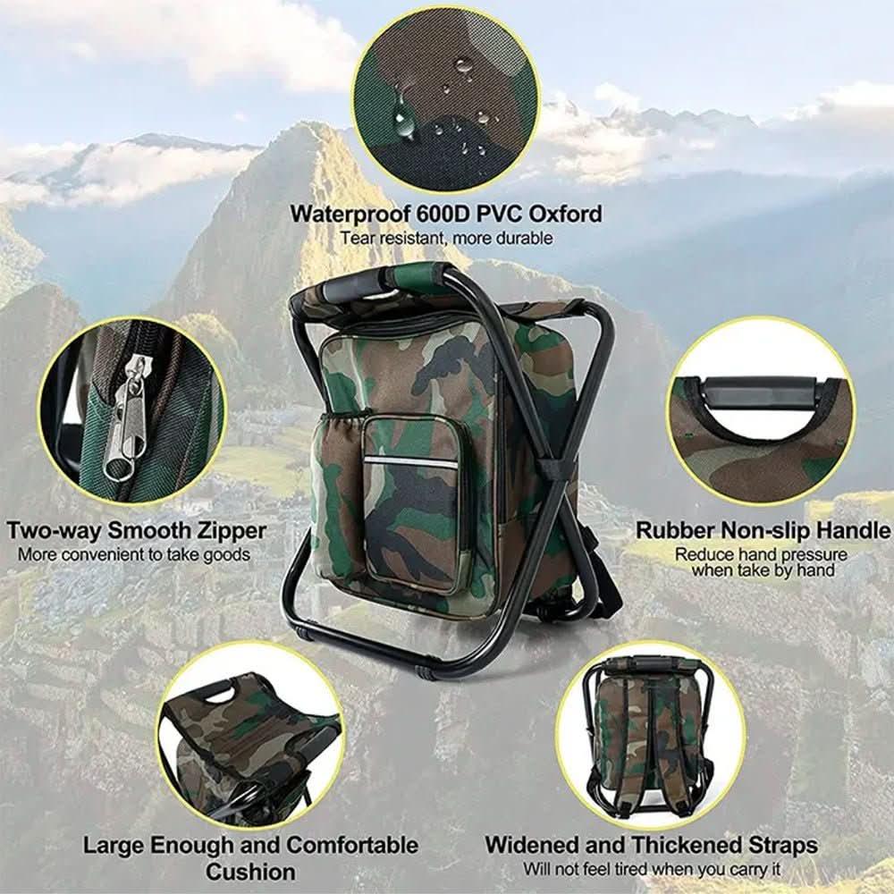 Camping Rucksack with Folding Chair and Cool Bag, Camping Chair Backpack for Fishing – image 7