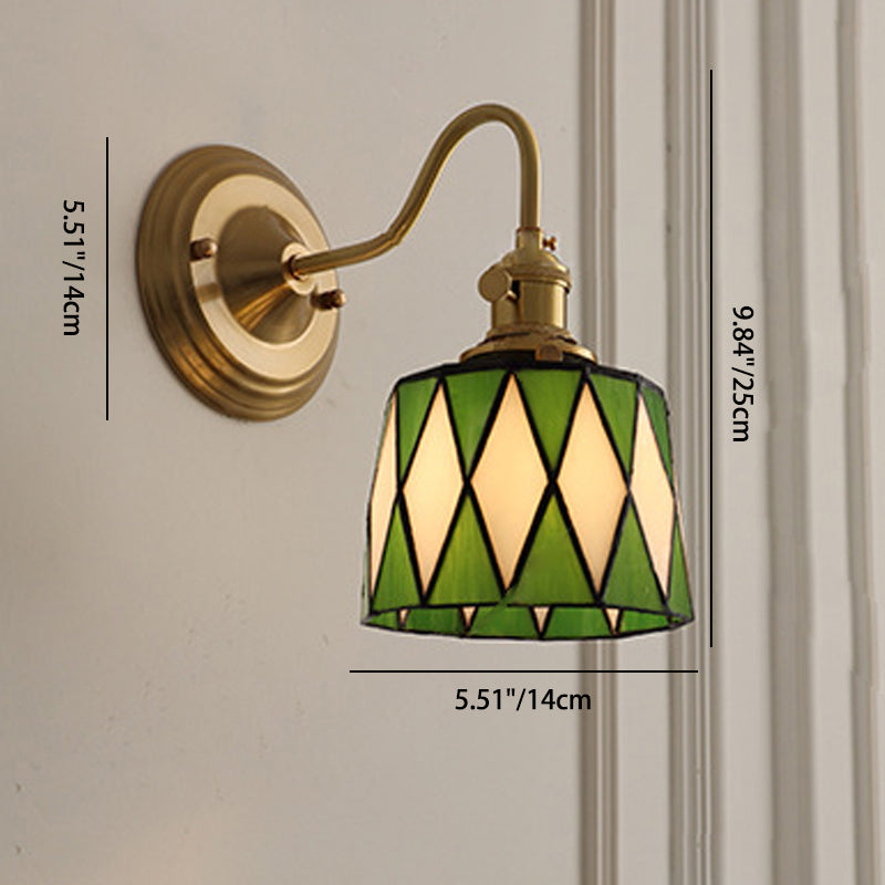 TiffanyGlow | Elegant Vintage Brass Stained Glass Wall Sconce Light 5