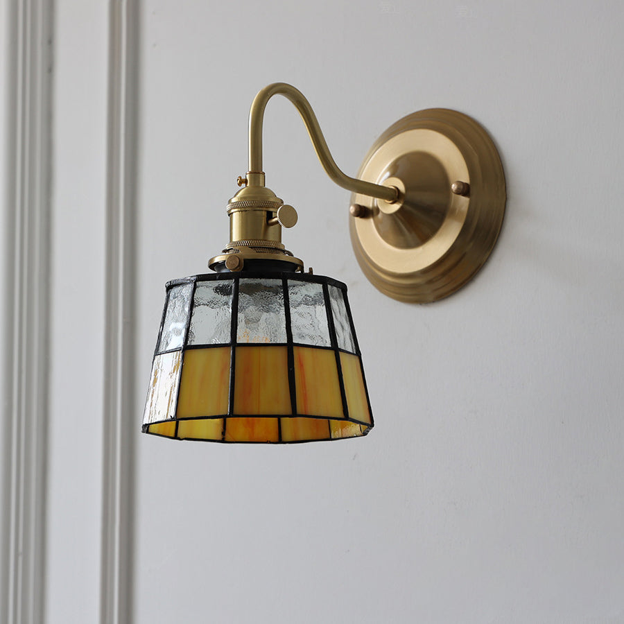 TiffanyGlow | Elegant Vintage Brass Stained Glass Wall Sconce Light 8