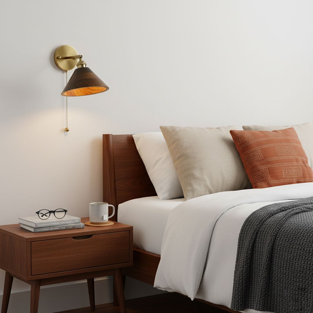 TimberGlow | Elegant Vintage Wooden Brass Wall Sconce Light 3