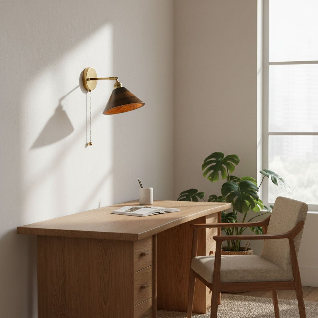TimberGlow | Elegant Vintage Wooden Brass Wall Sconce Light 4