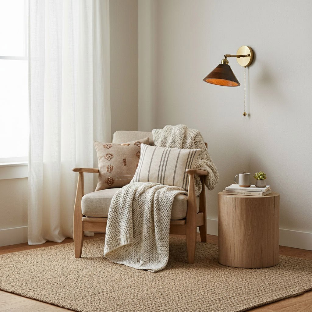 TimberGlow | Elegant Vintage Wooden Brass Wall Sconce Light 6