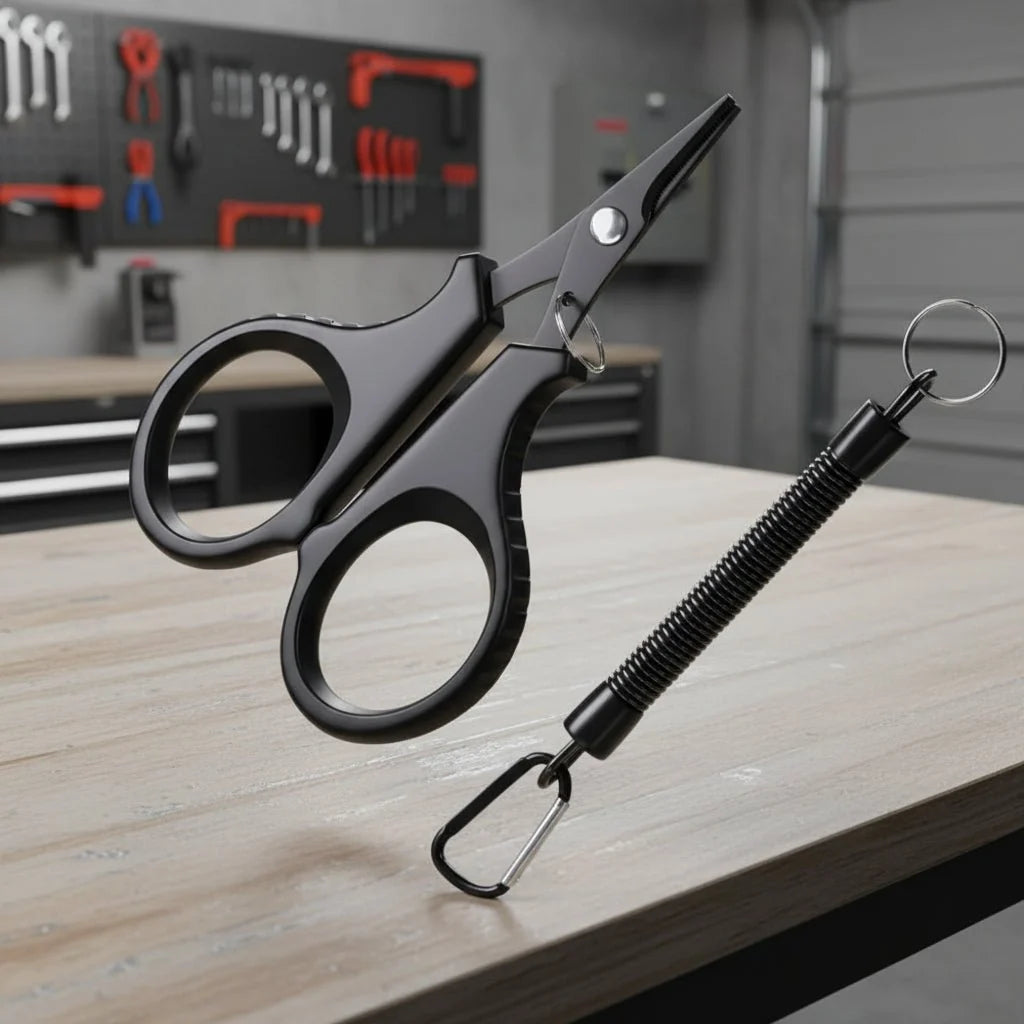Fishing Pliers, Fishing Scissors for Braid Line, Titanium Coated Stainless Steel Fishing Tackle Accessories
