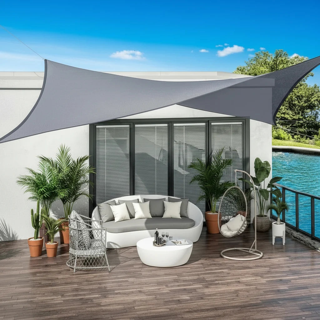 Waterproof Awning, Sun Shade Sail for Garden and Patio, Outdoor Canopy with 98% Shading, Garden Awning for Sun and Rain