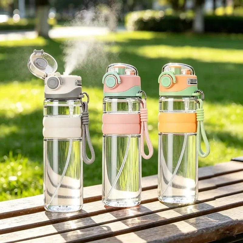 Water Bottle with Mist Spray 800 ml, Sports Water Bottle for Gym and Hiking, Leak Proof Mist Spray Bottle for Cooling_01