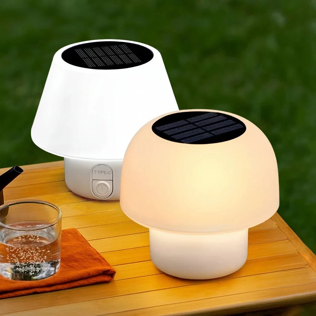 Solar Table Lamp Outdoor, Cordless Table Lamp with 4 Modes, Rechargeable Camping Lights, Solar Garden Lights, Outdoor Lighting