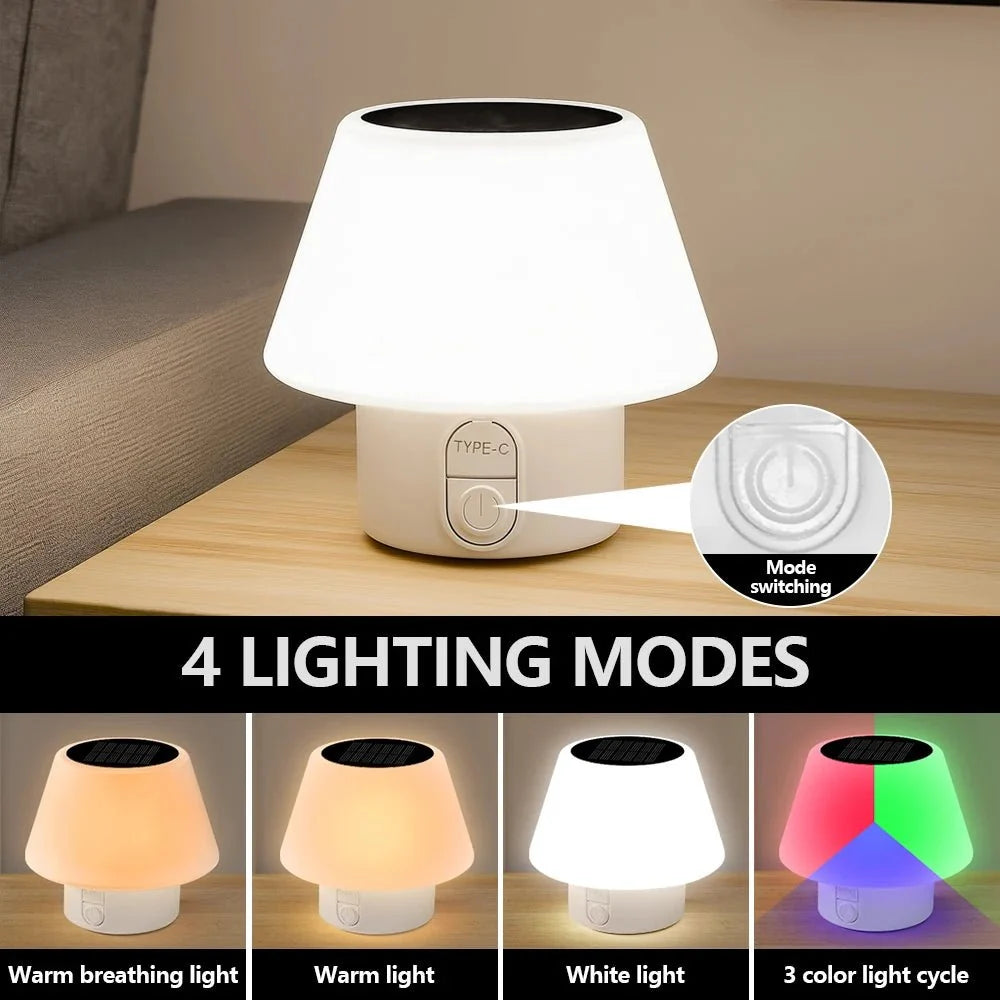 Solar Table Lamp Outdoor, Cordless Table Lamp with 4 Modes, Rechargeable Camping Lights, Solar Garden Lights, Outdoor Lighting_08