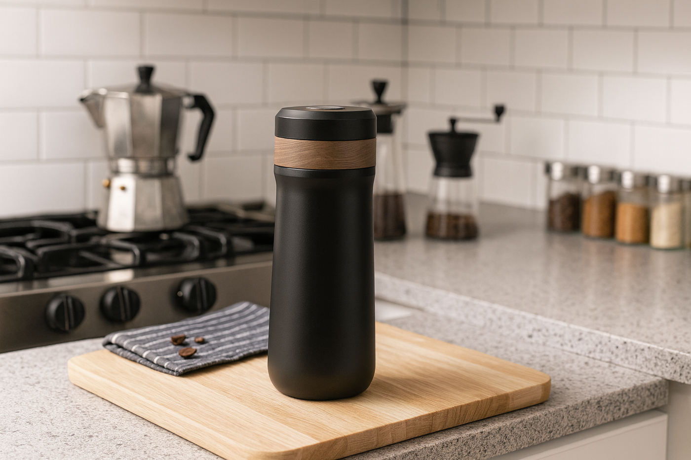 Travel Brew | Portable French Press Coffee Maker with Double-Wall Insulation | Compact Design for On-the-Go Coffee Lovers 1