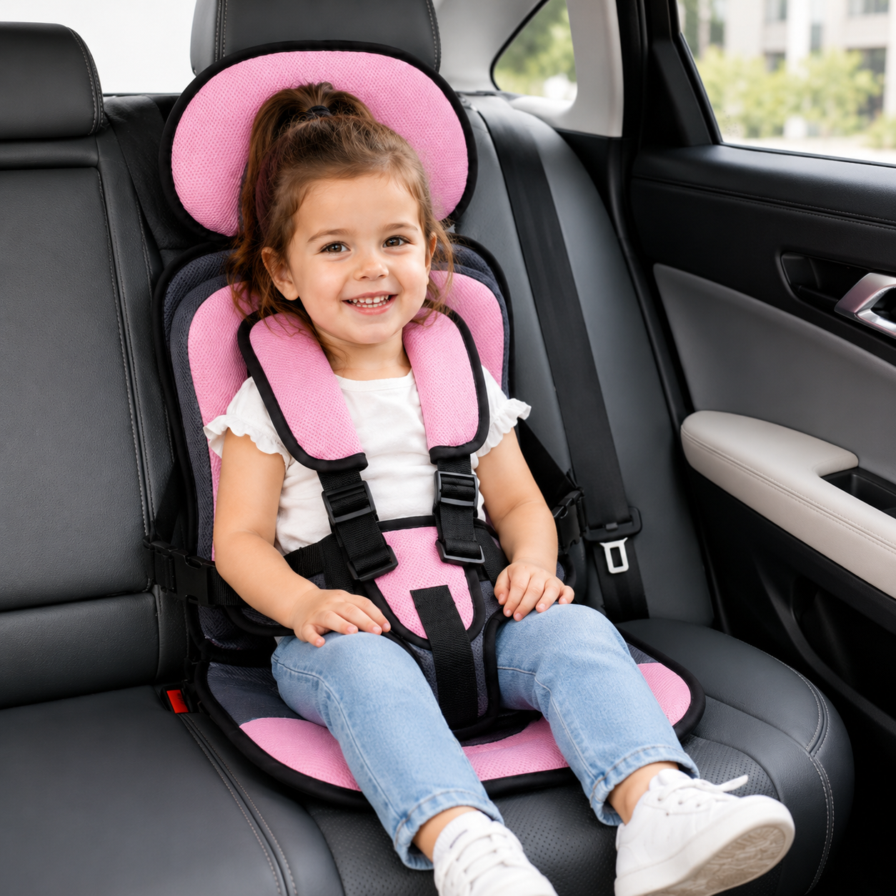 Travel Buddy | Portable Booster Car Seat with 5-Point Harness | Foldable Design for Easy Transport 10