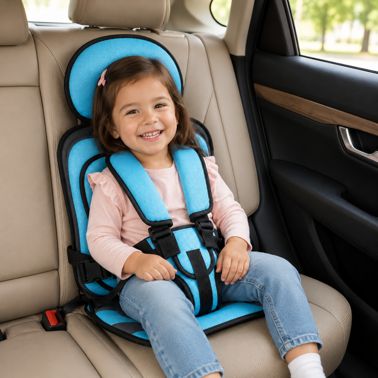 Travel Buddy | Portable Booster Car Seat with 5-Point Harness | Foldable Design for Easy Transport 13