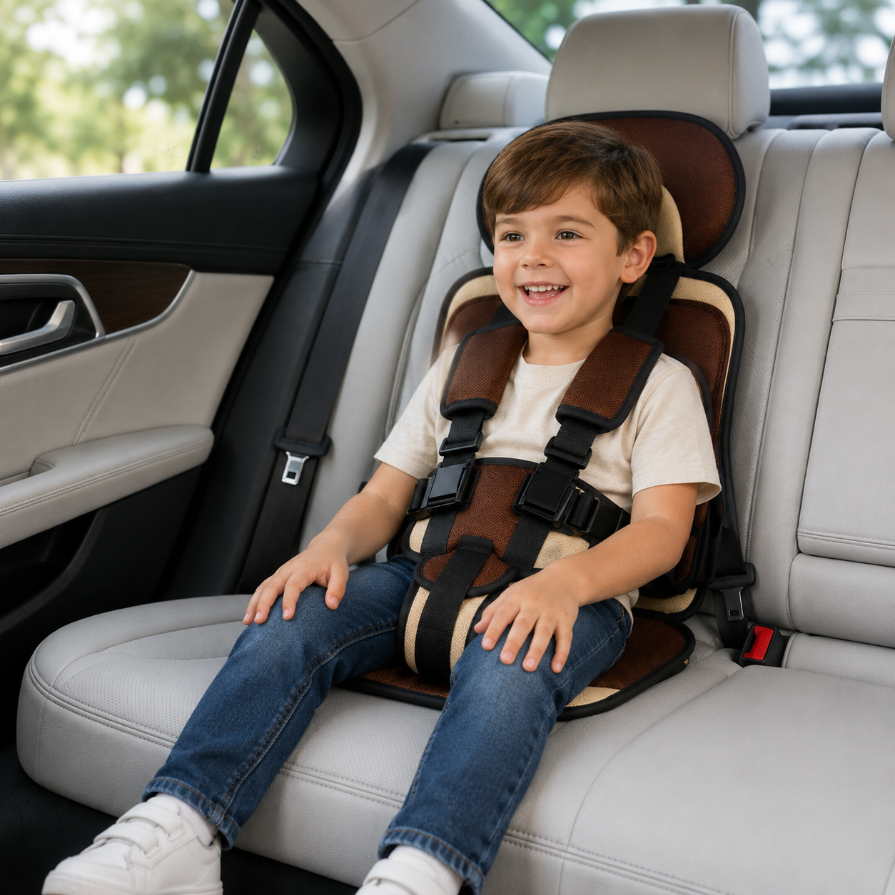 Travel Buddy | Portable Booster Car Seat with 5-Point Harness | Foldable Design for Easy Transport 14