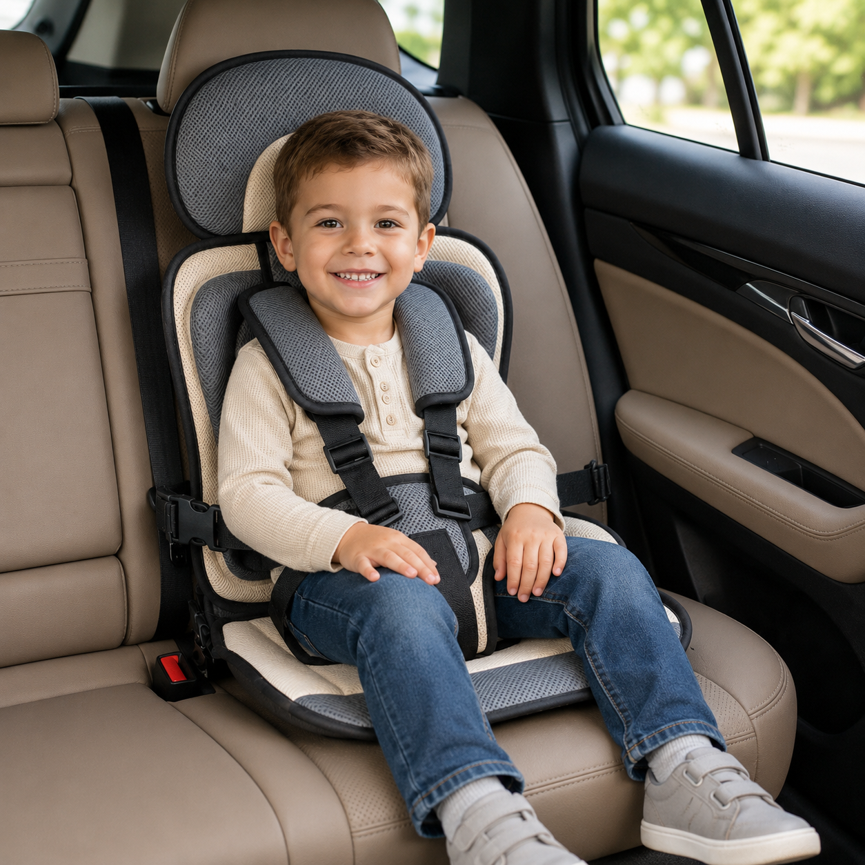 Travel Buddy | Portable Booster Car Seat with 5-Point Harness | Foldable Design for Easy Transport 19