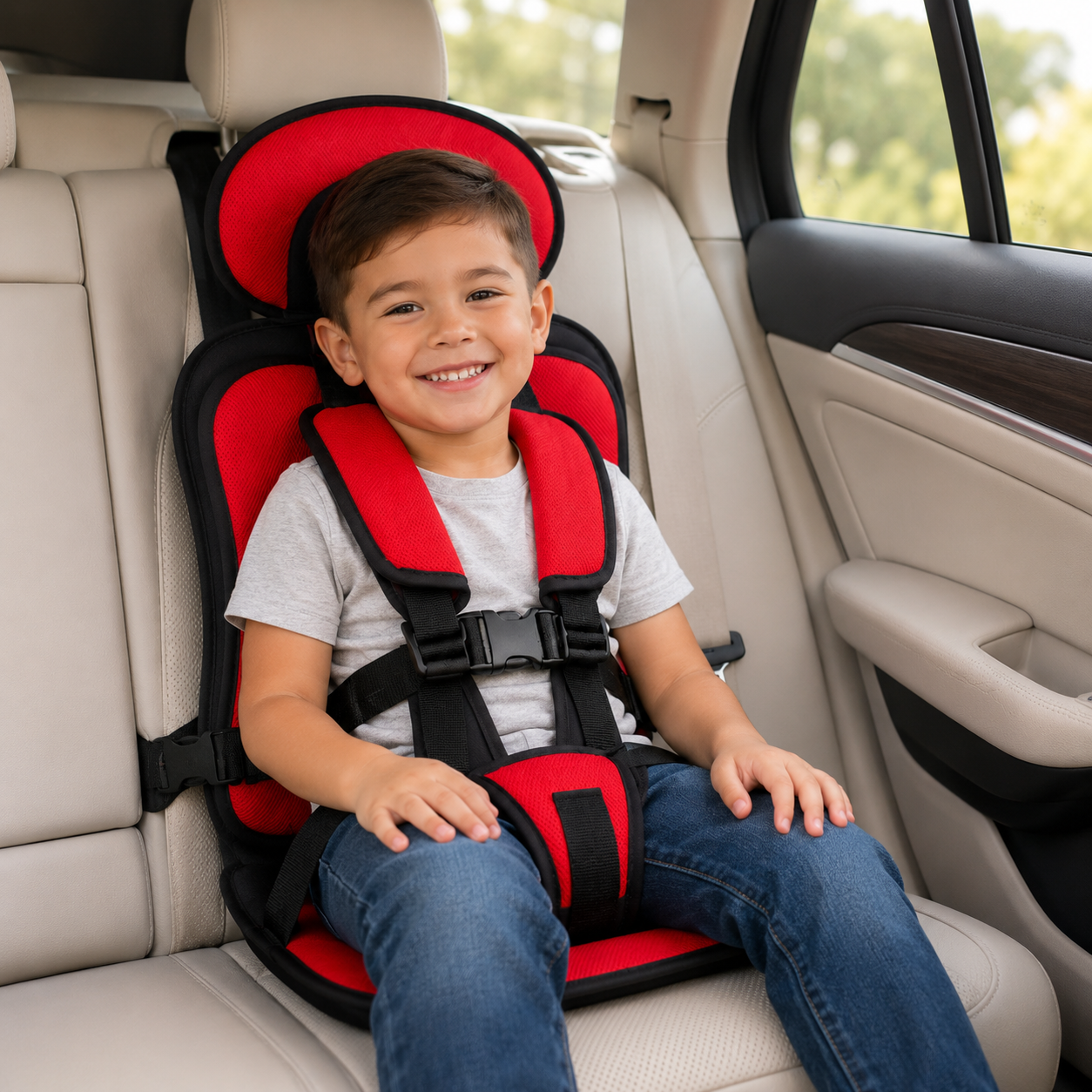 Travel Buddy | Portable Booster Car Seat with 5-Point Harness | Foldable Design for Easy Transport 7