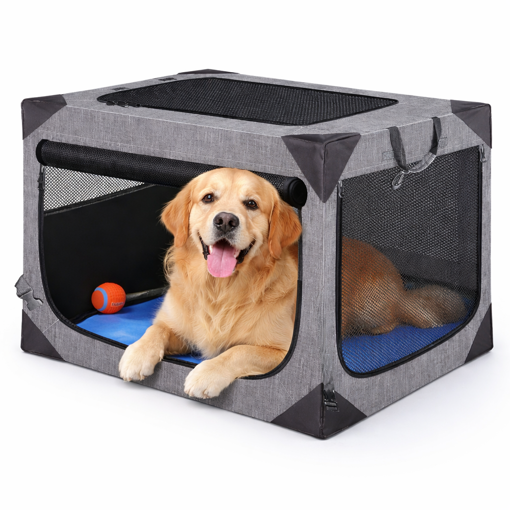 Travel Haven | Large Dog Crate with Chew-Resistant Fabric & Ventilation | Lightweight Design for Comfort
