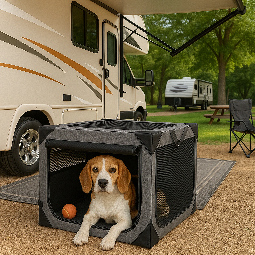 Travel Haven | Large Dog Crate with Chew-Resistant Fabric & Ventilation | Lightweight Design for Comfort 3