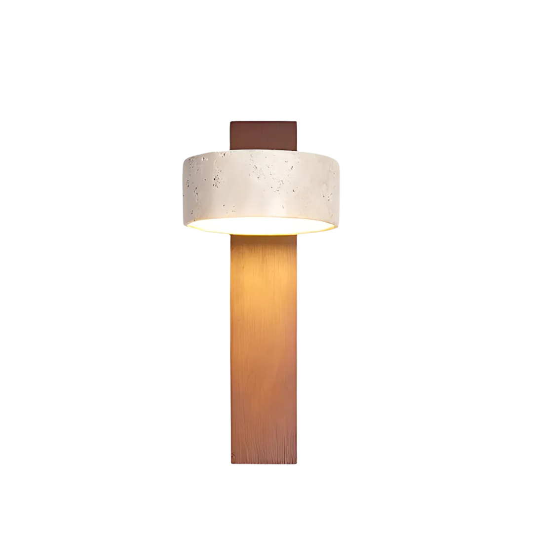 TravertineAura | Elegant Natural Wood LED Wall Sconce Light 3