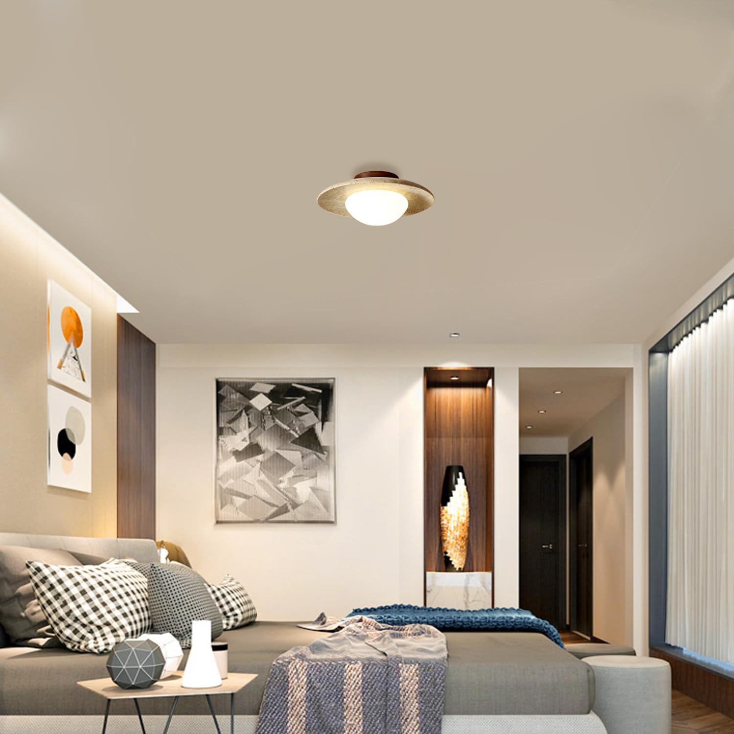 TravertineGlow | Elegant Minimalist Round LED Ceiling Light 5