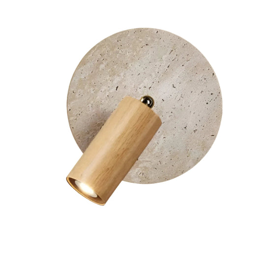 TravertineGlow | Elegant Natural Wood Rotatable Wall Sconce Light 0
