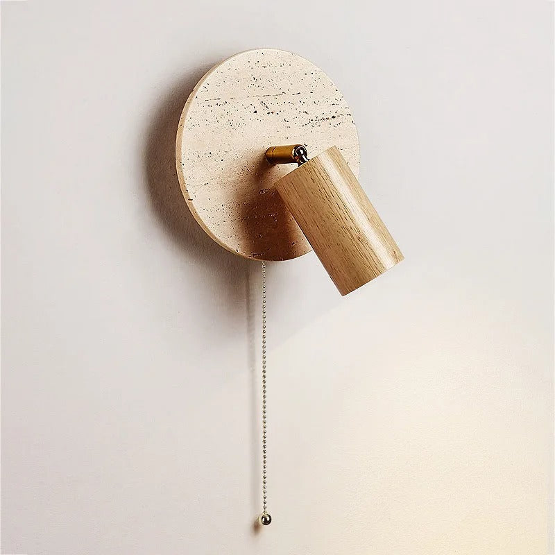 TravertineGlow | Elegant Natural Wood Rotatable Wall Sconce Light 1