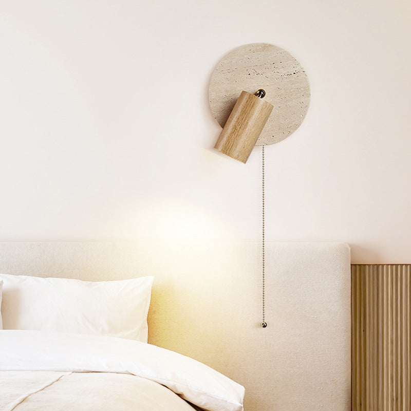 TravertineGlow | Elegant Natural Wood Rotatable Wall Sconce Light 3