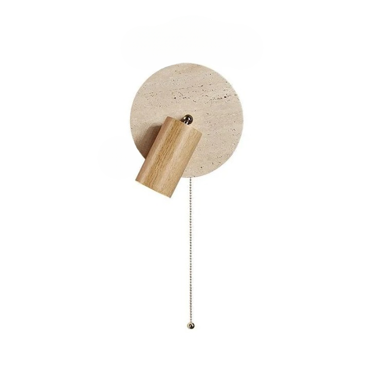 TravertineGlow | Elegant Natural Wood Rotatable Wall Sconce Light 4