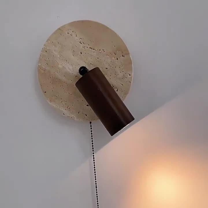 TravertineGlow | Elegant Natural Wood Rotatable Wall Sconce Light 6