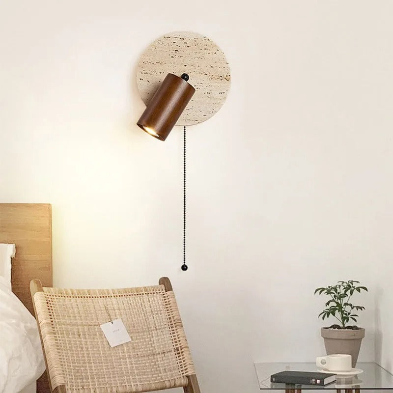 TravertineGlow | Elegant Natural Wood Rotatable Wall Sconce Light 7