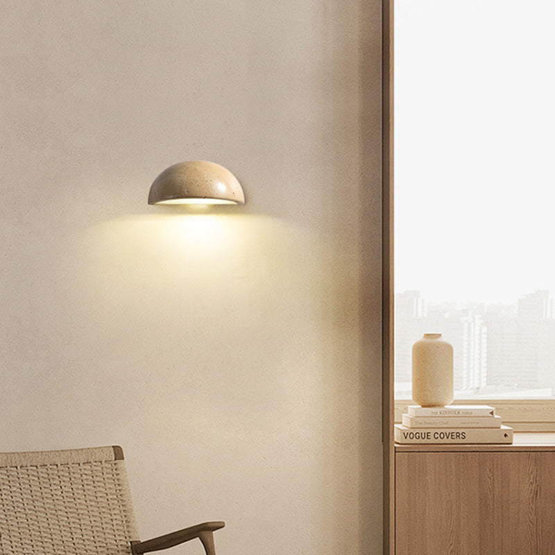 TravertineGlow | Elegant Organic LED Semicircular Wall Sconce Lighting 2