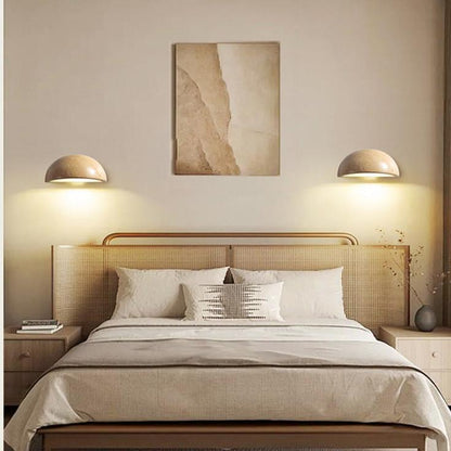 TravertineGlow | Elegant Organic LED Semicircular Wall Sconce Lighting 3